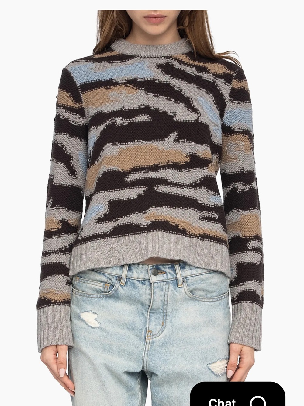 Zadig & Voltaire Women’s Crewneck Camouflage-Pattern Sweater. Sz s